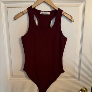 Zenana Outfitters Maroon Razorback Bodysuit